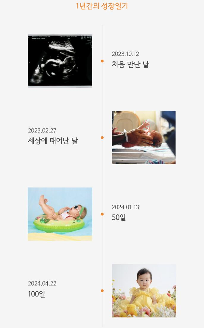 1년간의 성장일기 기능